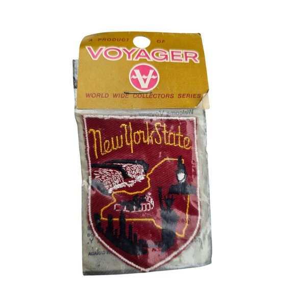 Voyager New York State Embroidered Patch Red Black Collectible Landmarks Vintage - Picture 1 of 4